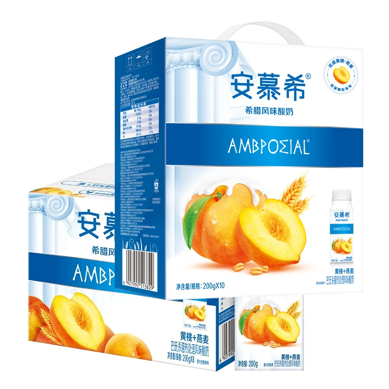 伊利【7月产】伊利牛奶安慕希黄桃燕麦酸奶/草莓燕麦200g*10盒/箱