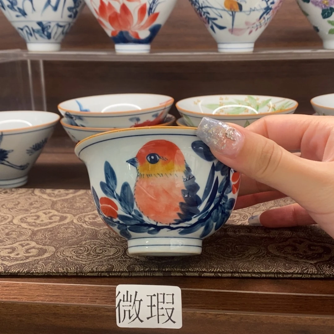 釉下手绘茶具微瑕手工绘制