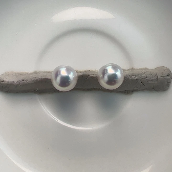 海水珍珠未镶嵌澳白宝石光对珠9-10mm可定制