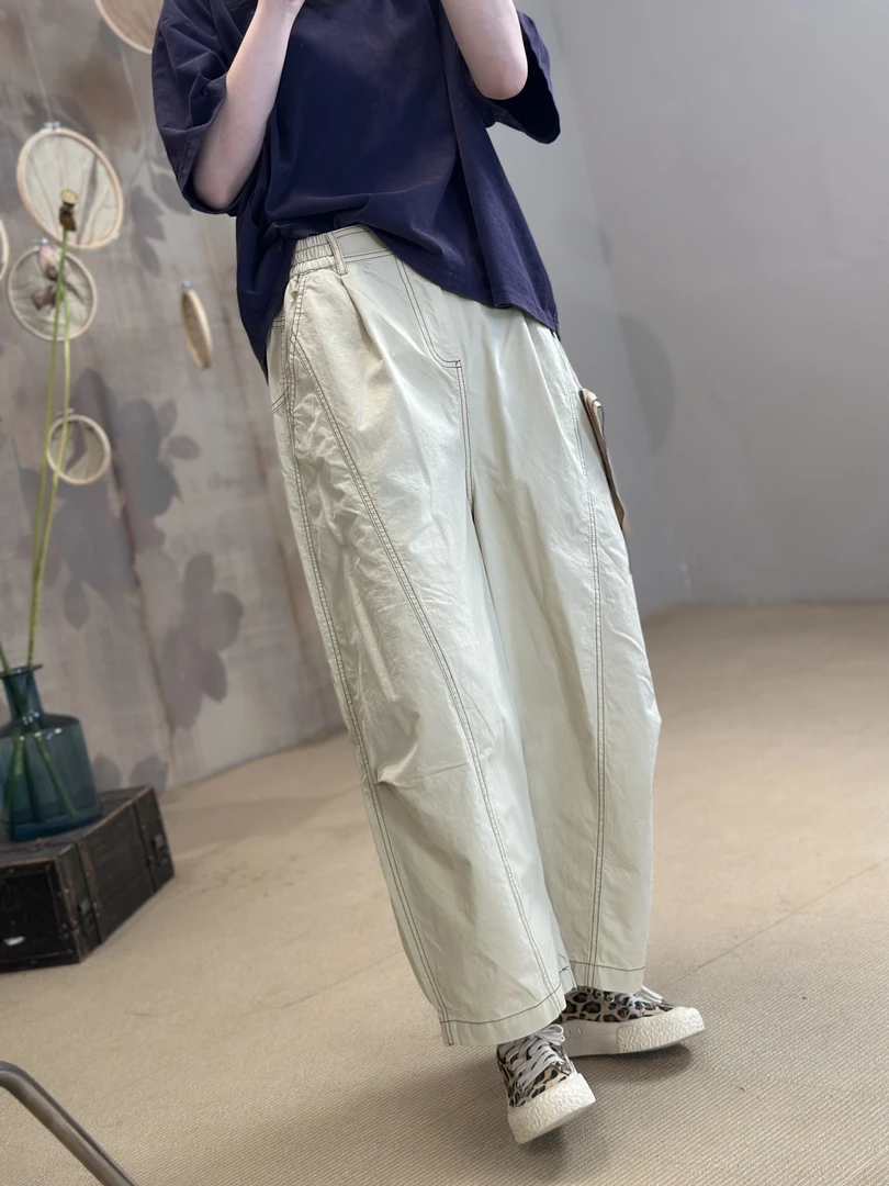 忆古朴拙250514薄款工装斜线休闲八分裤