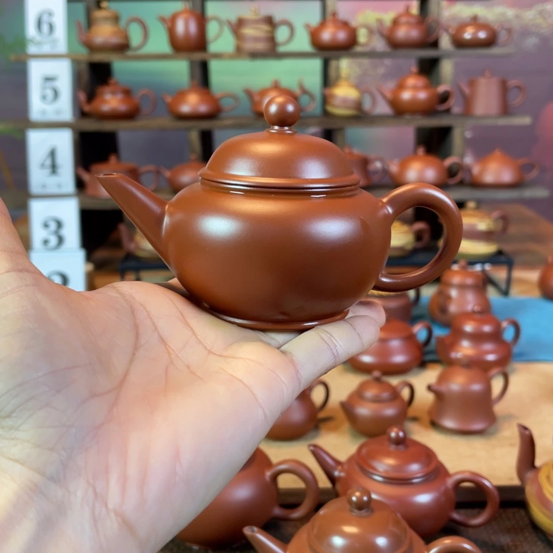 茶壶紫砂啊*潮州手工手拉朱泥水平壶