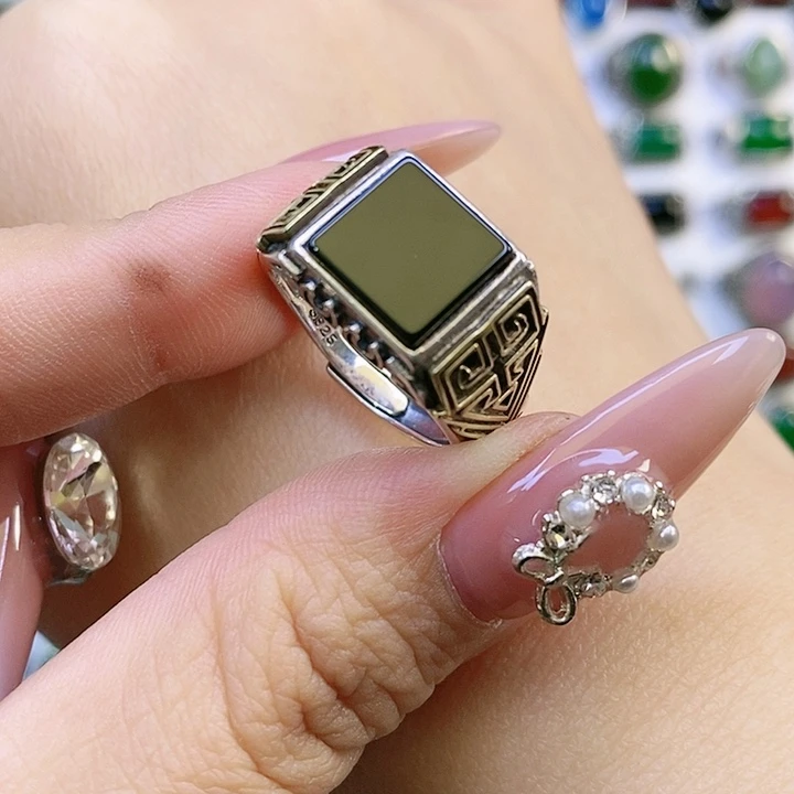 银S925镶嵌戒指玛瑙/玉髓