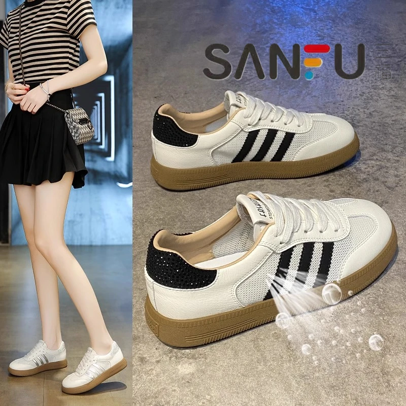 SANFU/三福德训鞋女2025夏季新款网面透气百搭时尚平底休闲运动鞋