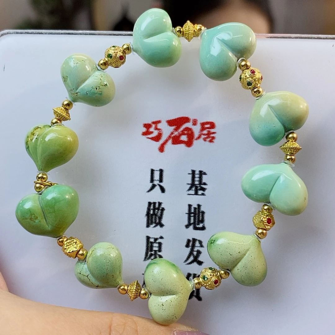 绿松石银S925镀金镶嵌珠宝奇石