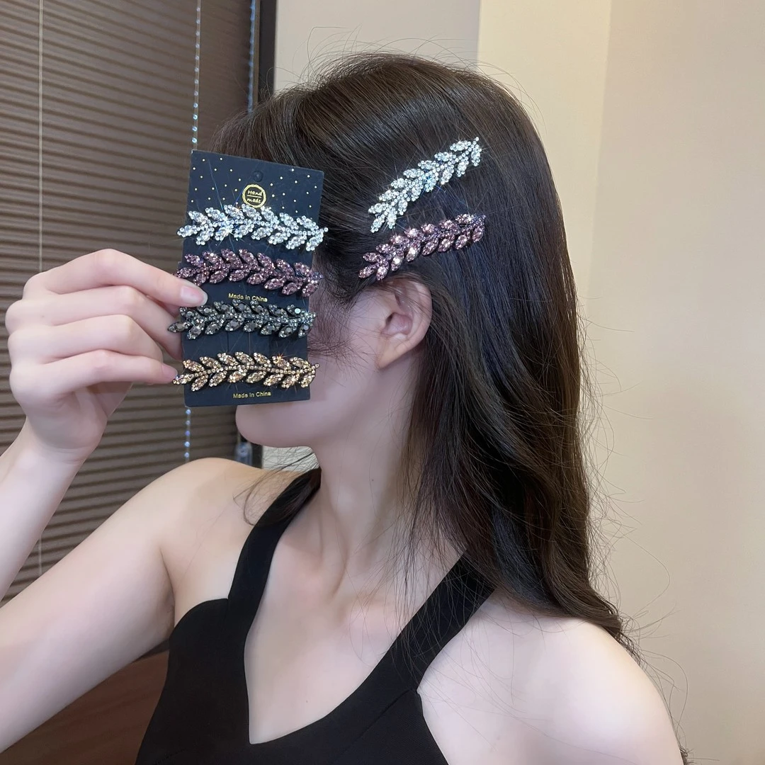 麦穗满钻闪闪田园风鸭嘴夹网红发夹碎发夹刘海侧边夹气质时尚ins