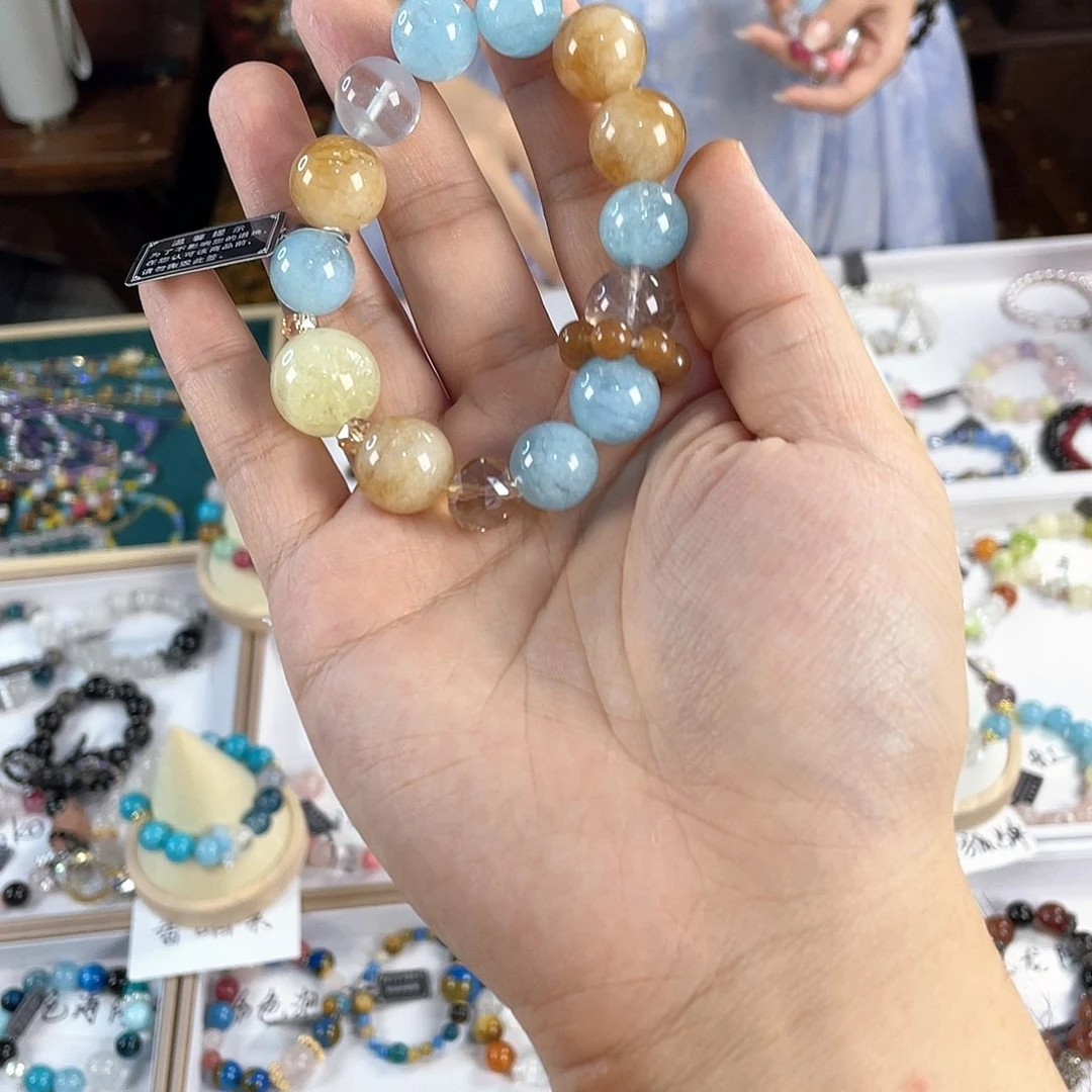 水晶手链银S925镀金镶嵌