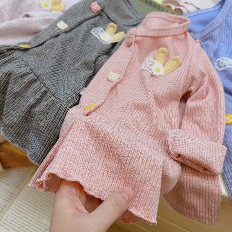 长袖女童百搭开衫韩版秋装彩扣上衣裙宝宝洋气女童儿童针织上衣