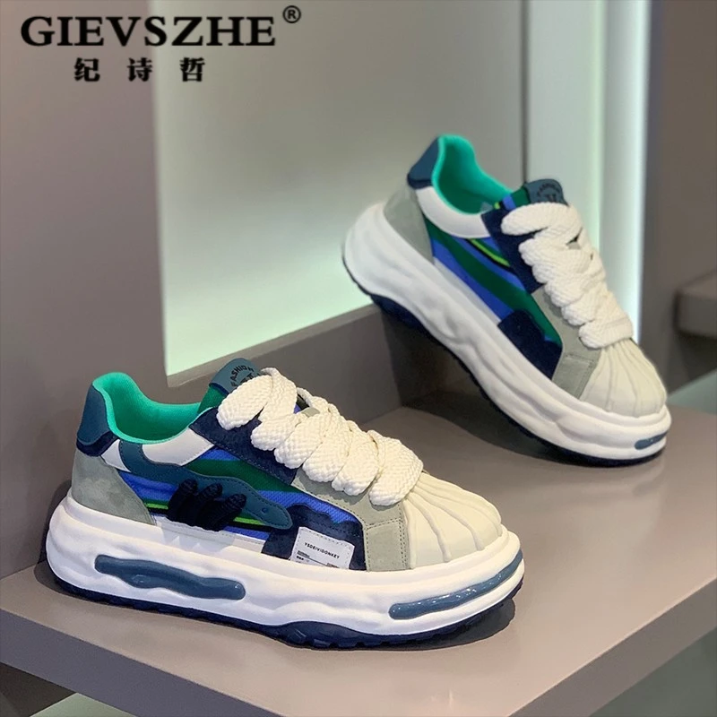 纪诗哲板鞋板鞋2025新款透气休闲鞋贝壳头男款厚底韩版厚底男板鞋