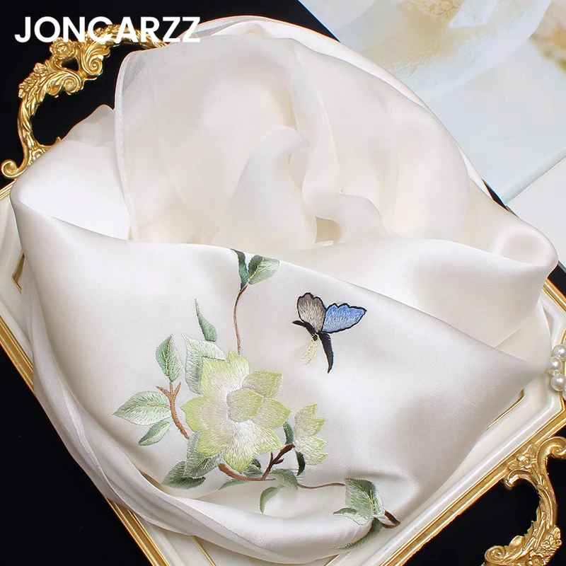 JONCARZZ苏绣丝巾送长辈旗袍披肩外搭桑蚕丝真丝围巾送礼礼盒装