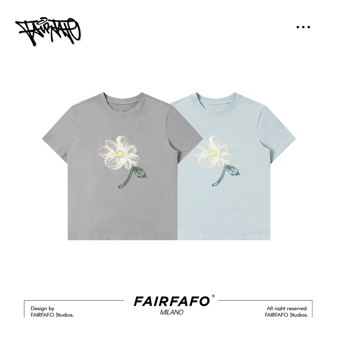 【手绘花朵短袖】TXDL54169韩系简约温柔清新商务休闲短袖