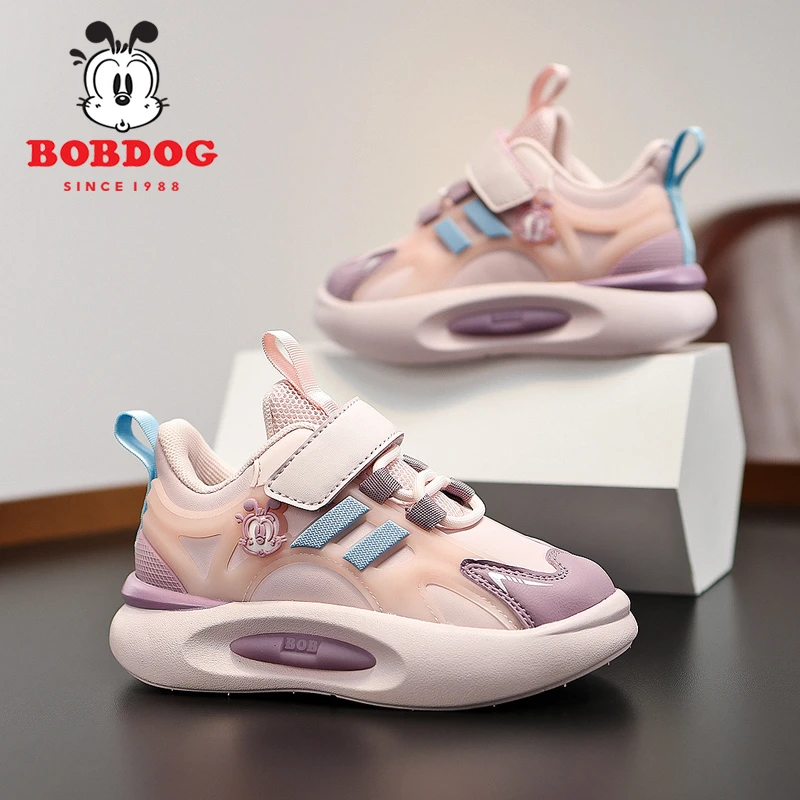 Bobdog/巴布豆2025秋冬新款男女童鞋皮面防滑加绒保暖软底运动鞋