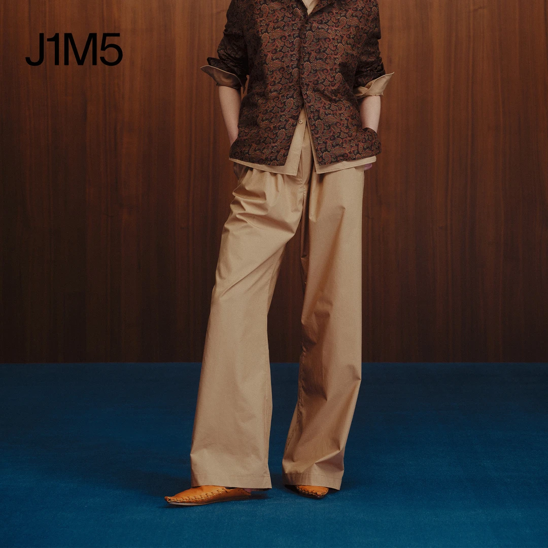 J1M5买手店 INTO THE EAST 25早秋 卡其色纯棉休闲直筒裤 设计师