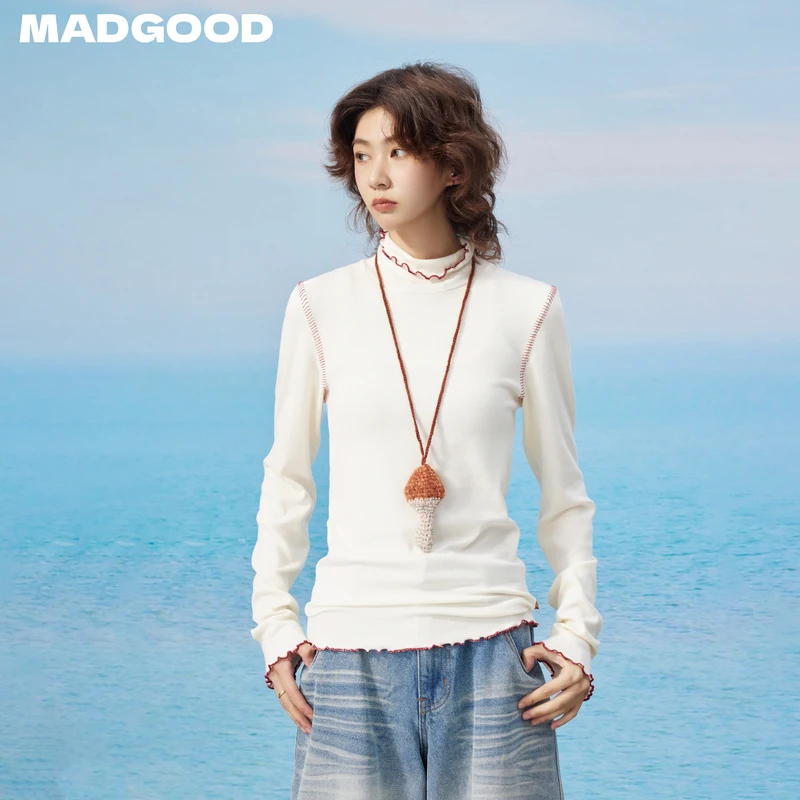 madgood马得工地日系自发热高弹针织高领撞色密拷打底MDGDTX13195