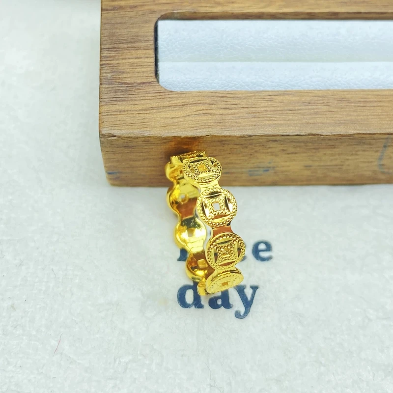 戒指 指 K02146黄色铜钱闭口戒指多样性发货47416