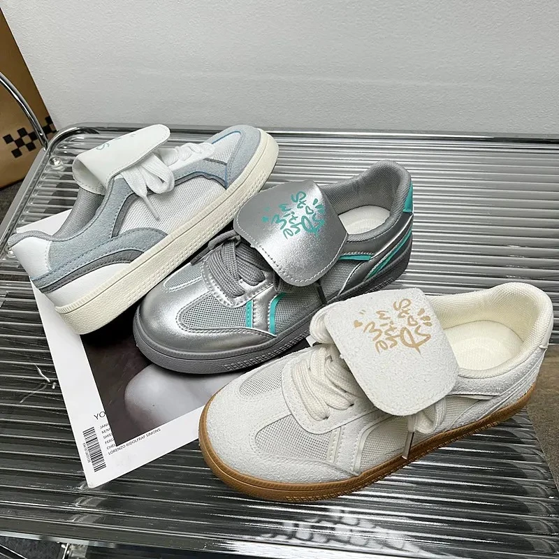 5230 网面透气银色德训鞋女2025爆款鞋子ins潮百搭小众休闲板鞋