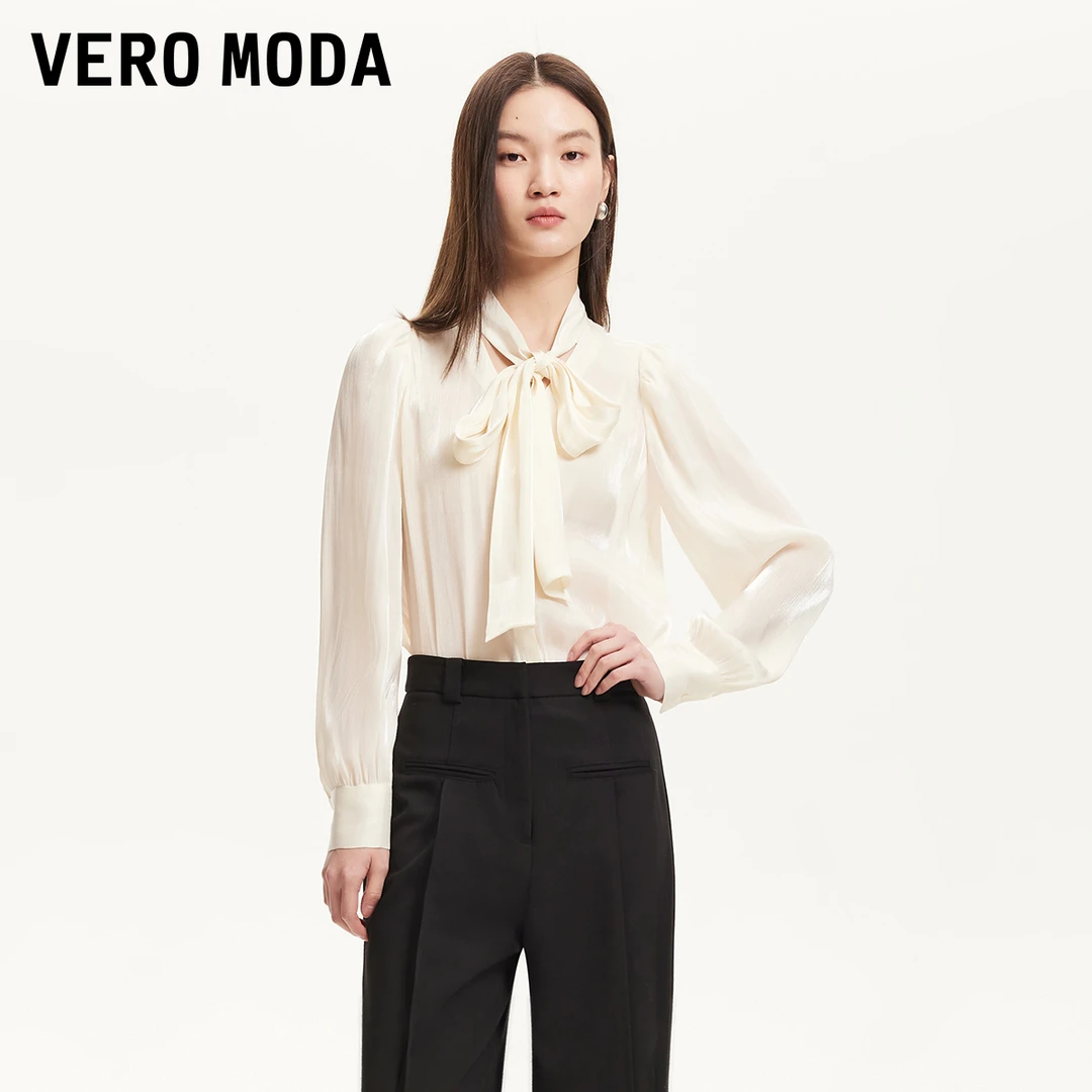 Vero Moda衬衫女2025夏季新款领口蝴蝶结系带设计感开春衬衫小众