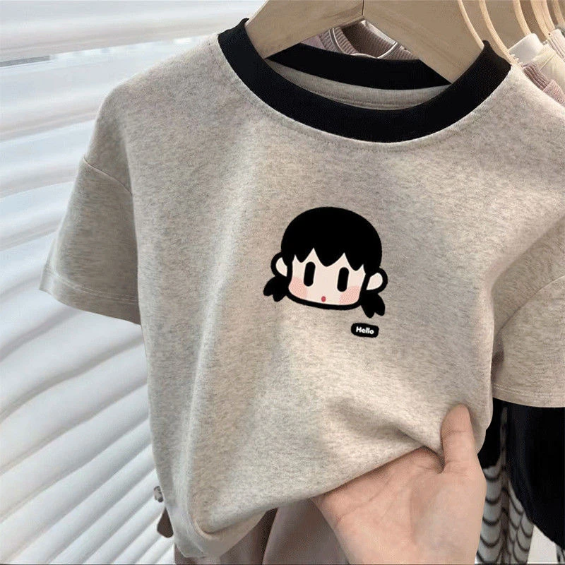 新款女童短袖纯棉T恤童装儿童女宝宝夏季洋气可爱爆款中小童上衣t