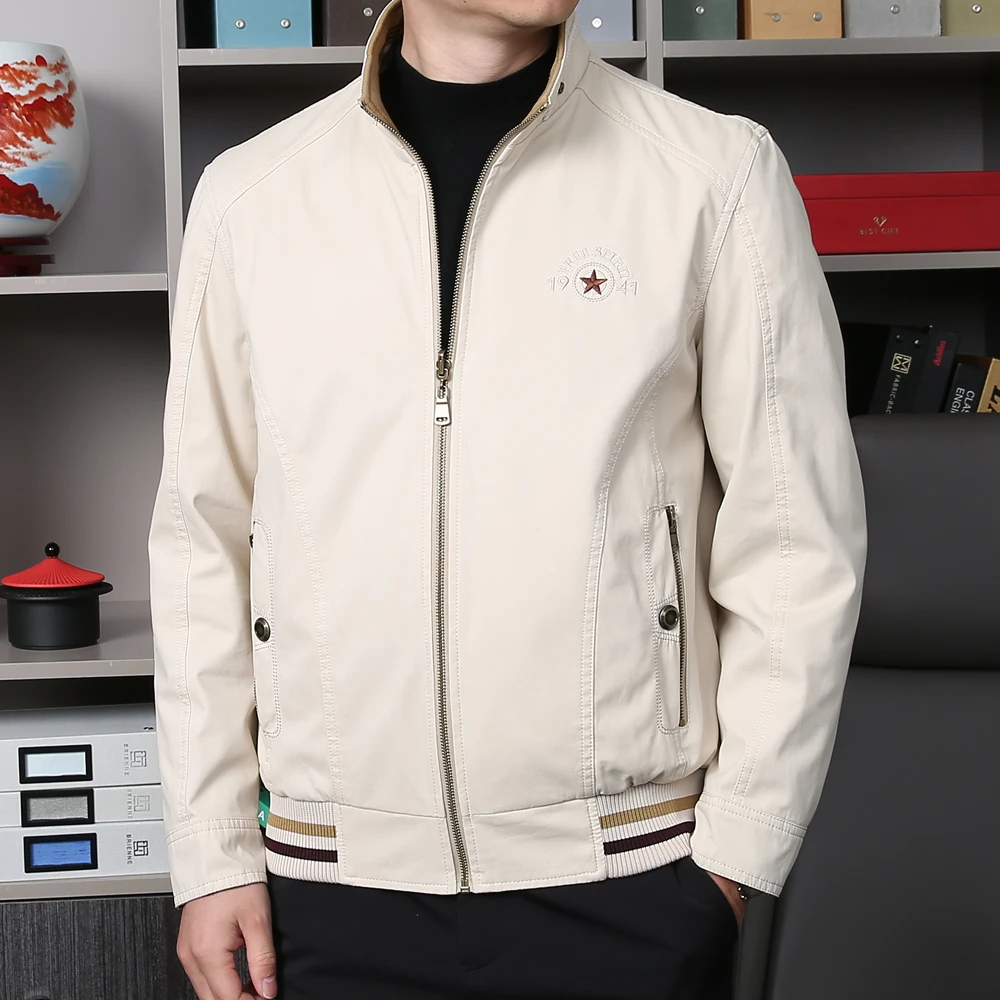 HAMOLENA新款时尚薄款男士夹克秋季休闲宽松男士夹克上衣外套