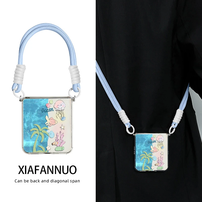 油画熊适用于三星GalaxyZFlip7防摔折叠屏小众三星zflip6新款挂绳