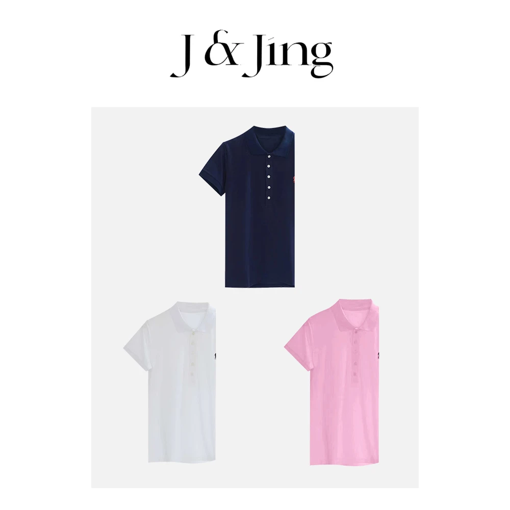 J&Jing-「马年polo领」-夏季显瘦百搭显瘦刺绣polo领短袖YG26137