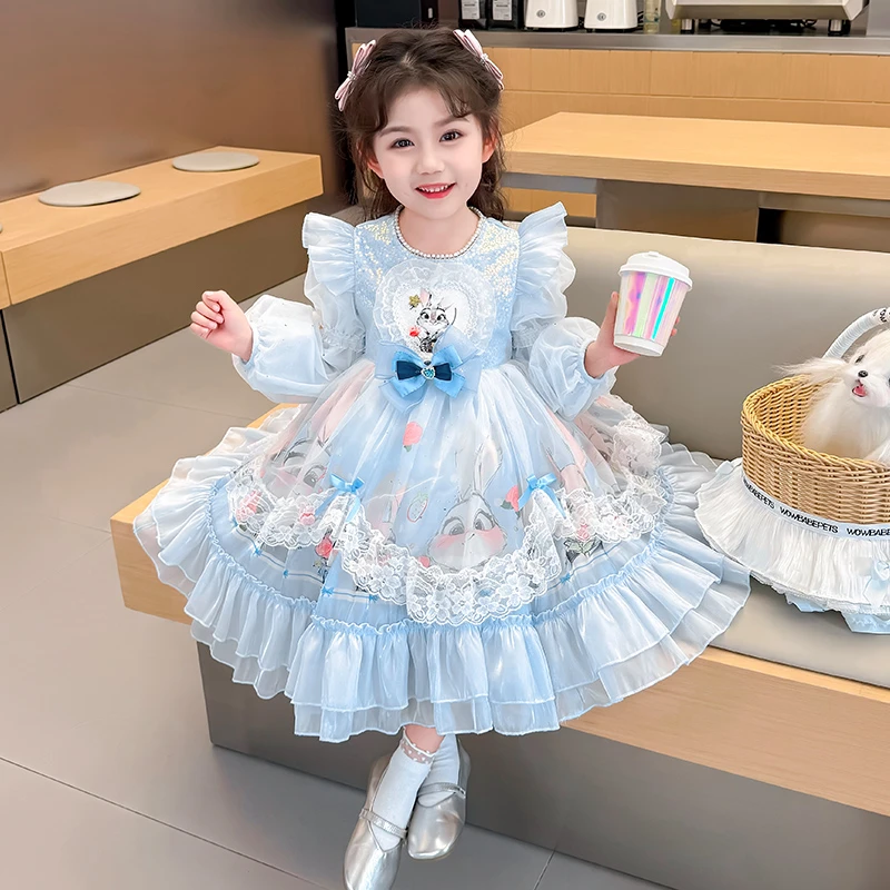 女童洛丽塔公主裙2025春装新款裙子儿童小女孩洋气长袖春季连衣裙
