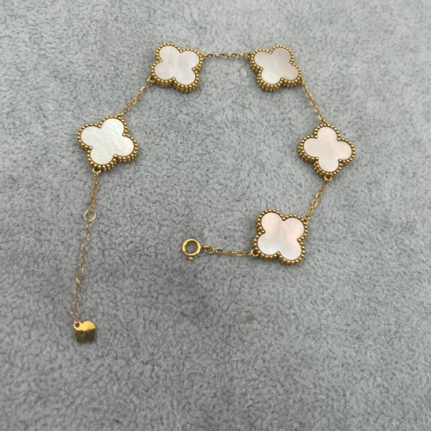 18k金 五花手链 白贝母 15mm K黄K枚【GRF专属】