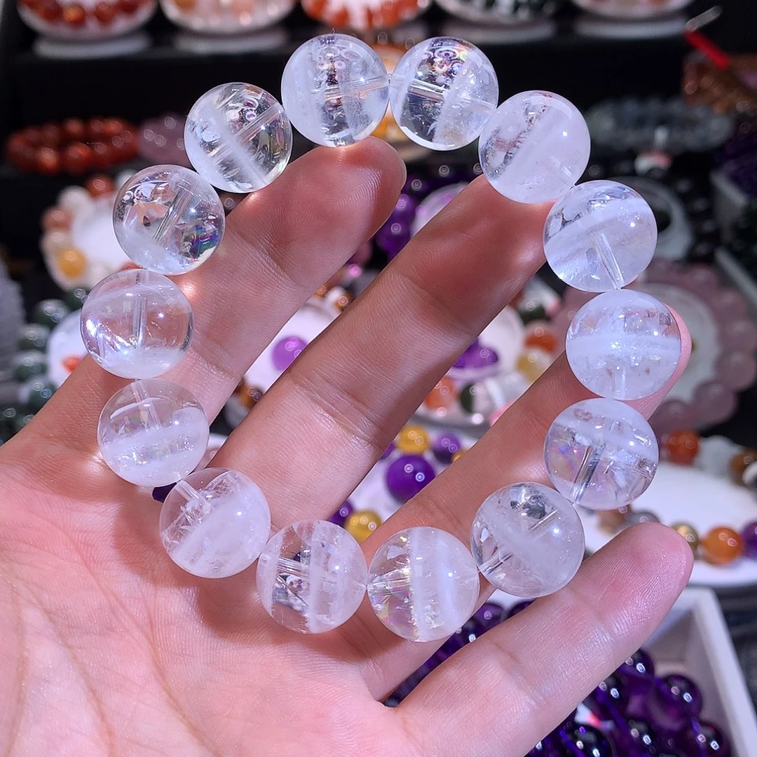 水晶未镶嵌手链老矿白幽灵15.5+