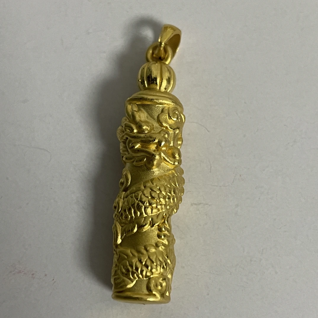 盘龙柱吊坠硬金工艺足金999
