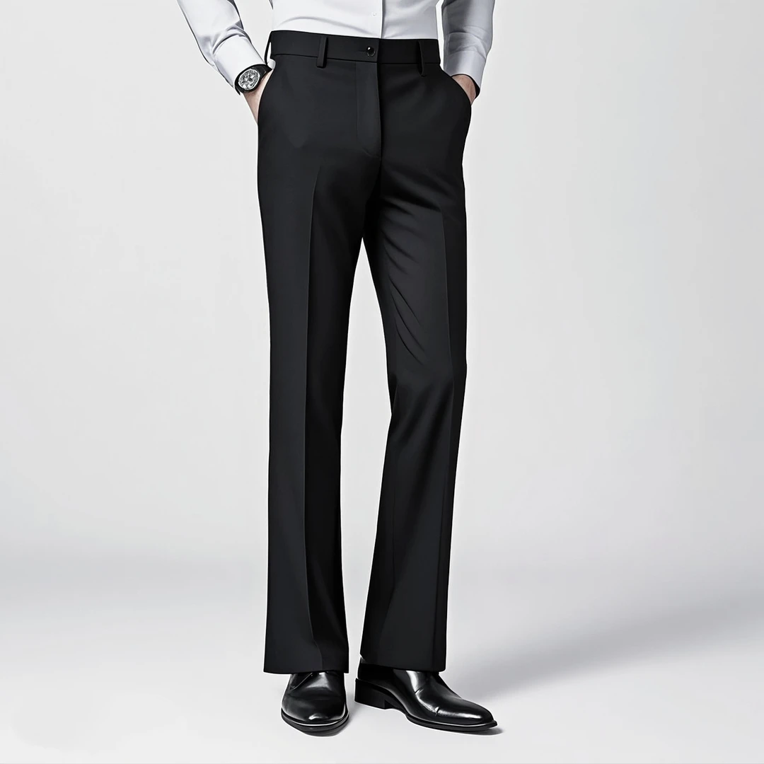 新款西装喇叭裤秋冬男士加绒裤子垂感弹力微喇西裤抗皱宽松阔腿裤