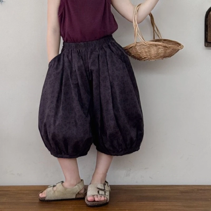 【歪歪妞童装】252551儿童宝宝森系文艺碎花灯笼裤女童裤子夏季女孩