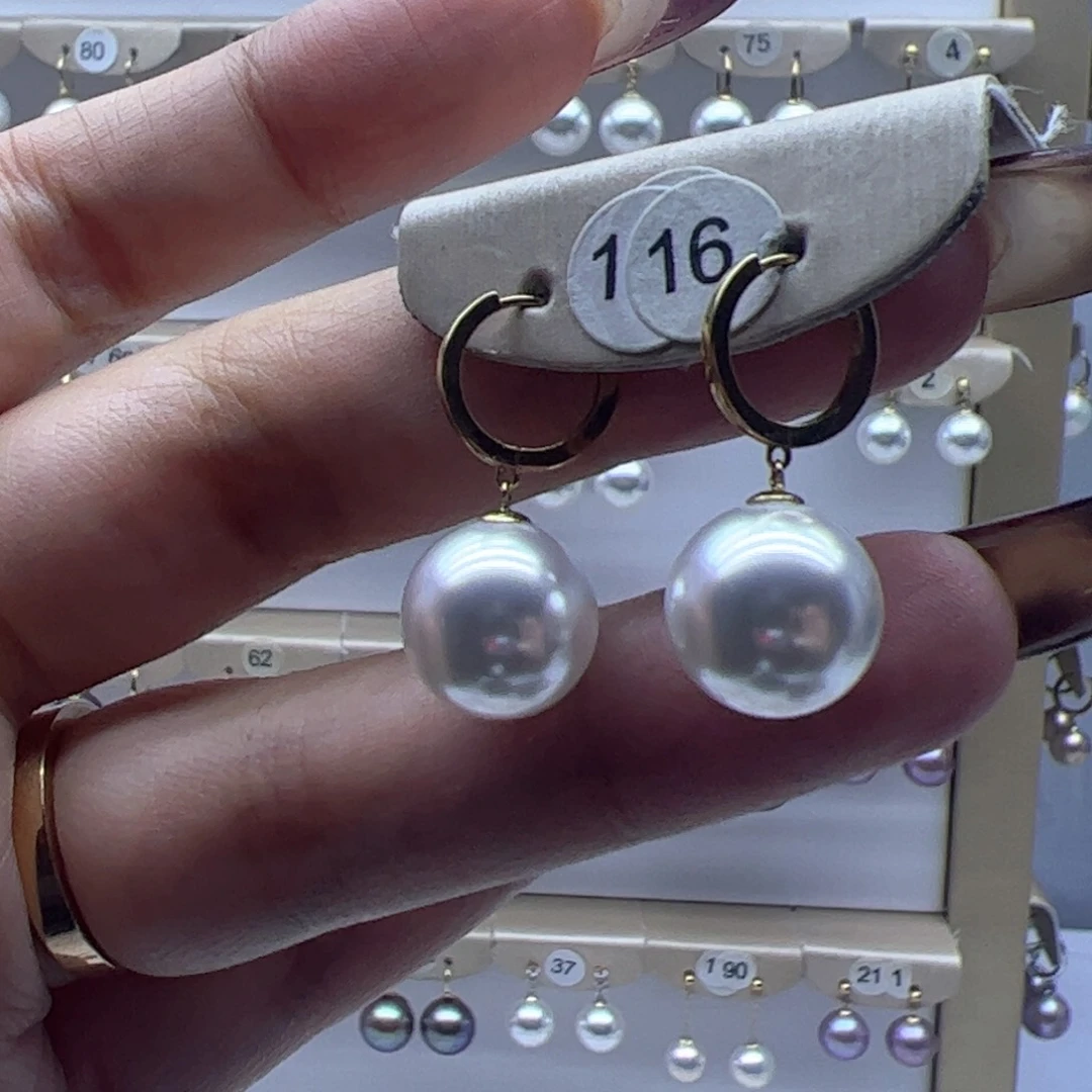 淡水珍珠耳饰18K金镶嵌