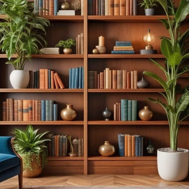 知识口播3d立体直播背景布博古架书房直播间背景墙网红同款高级感