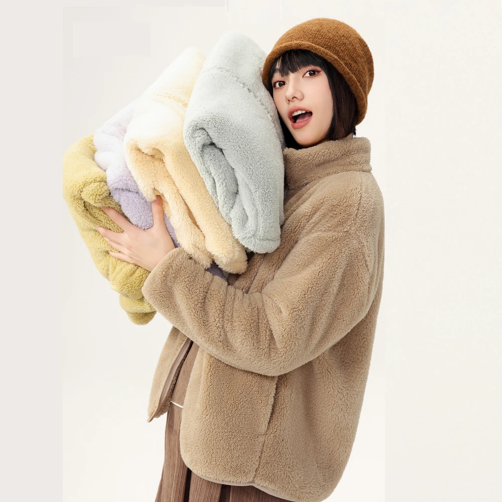 25春新款女士立领摇粒绒舒适保暖柔软甜美时尚外套夹克休闲R003