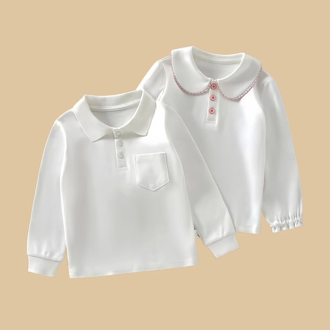 儿童上衣春秋长袖纯棉宝宝翻领童装白色男童洋气中大童学院秋季