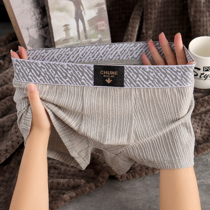 高档棉质时尚男士内裤新款立体印花内搭短裤头男式运动中腰打底裤