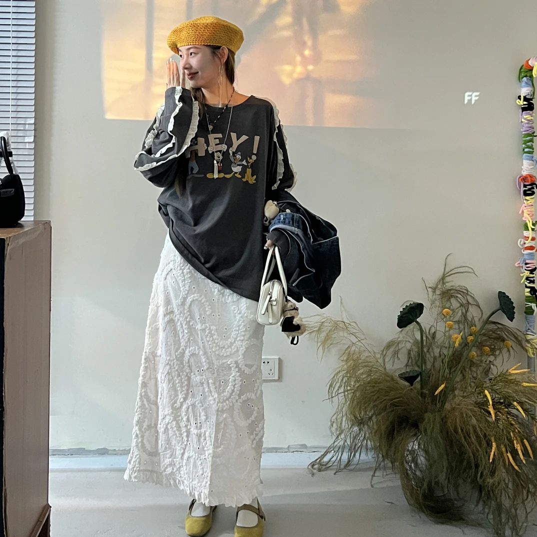 ZDM 高级灰蕾丝拼袖T
