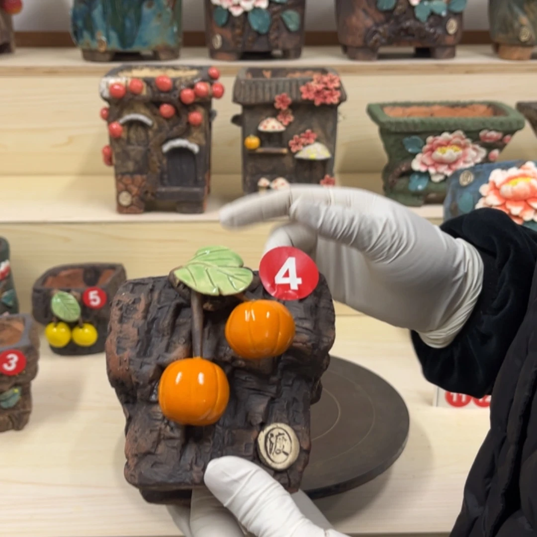 【闪购商品】紫砂花盆4号内口8.5×6.5脚高10