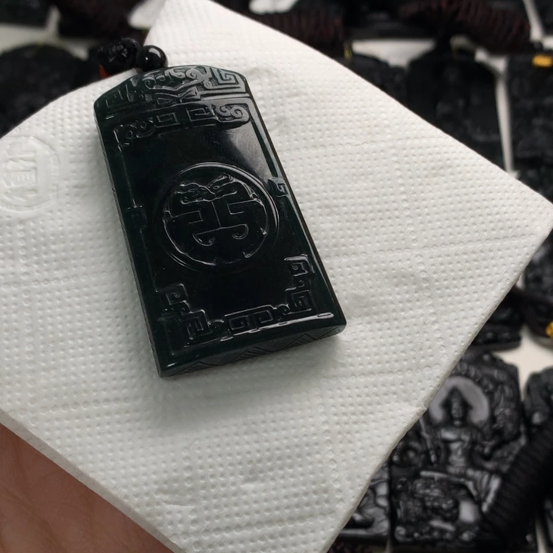 翡翠未镶嵌颈饰天然缅甸a货钢琴黑挂件