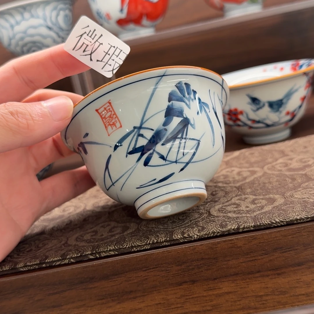 釉下手绘茶具微瑕