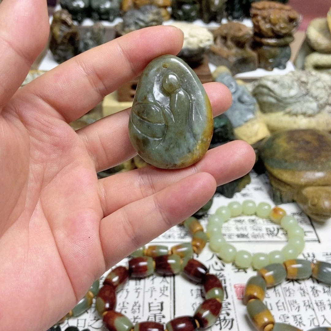 岫岩河磨玉（透闪石质玉）手把未镶嵌