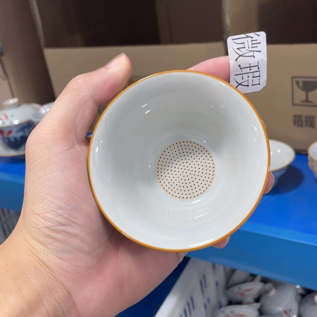 釉下手绘茶具微瑕