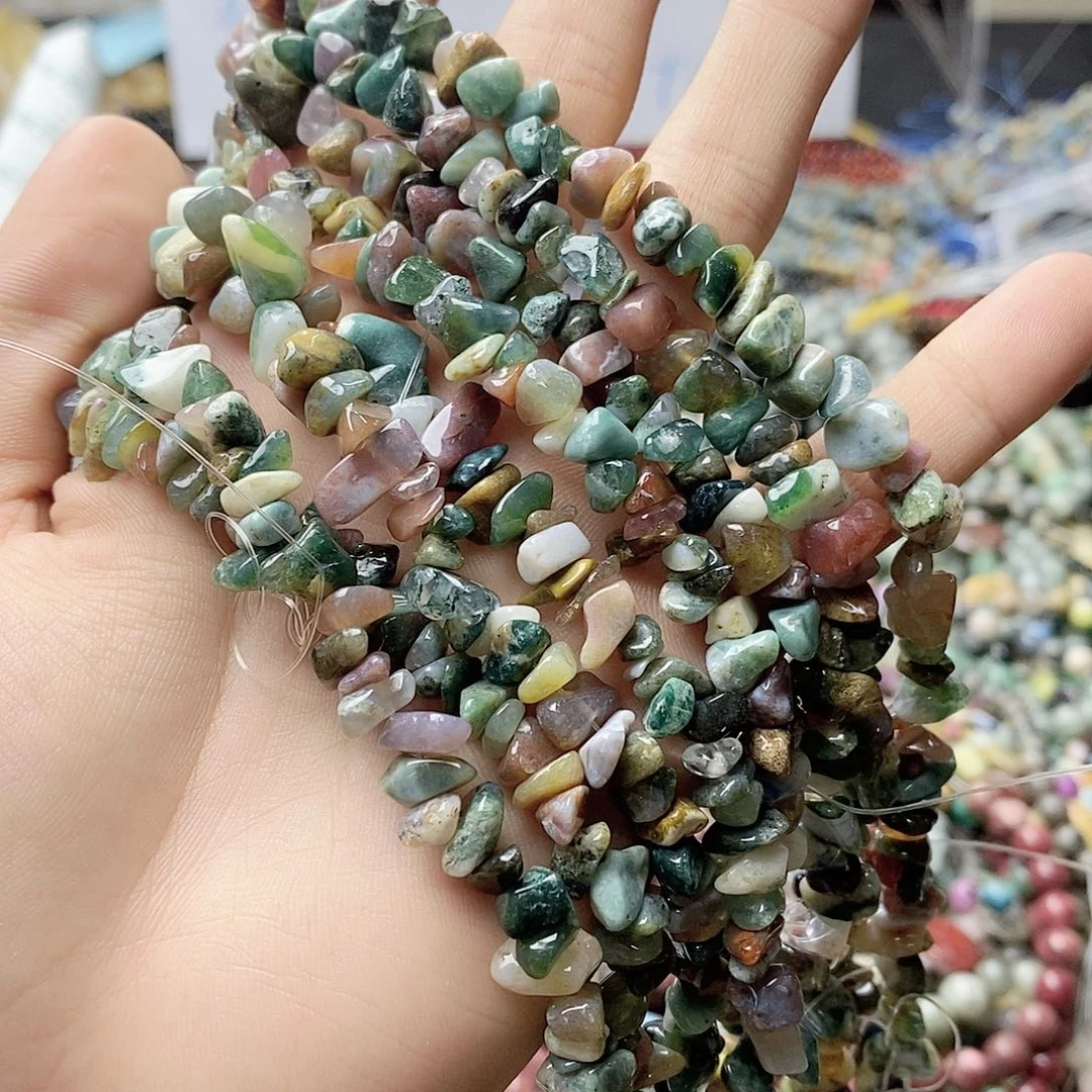 玛瑙/玉髓未镶嵌珠宝半成品一条天然印度水草玛瑙碎石A35