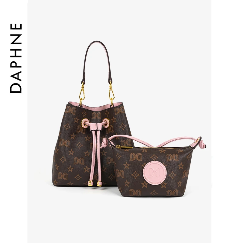 【达芙妮Daphne】印花子母包单肩斜挎水桶包10278