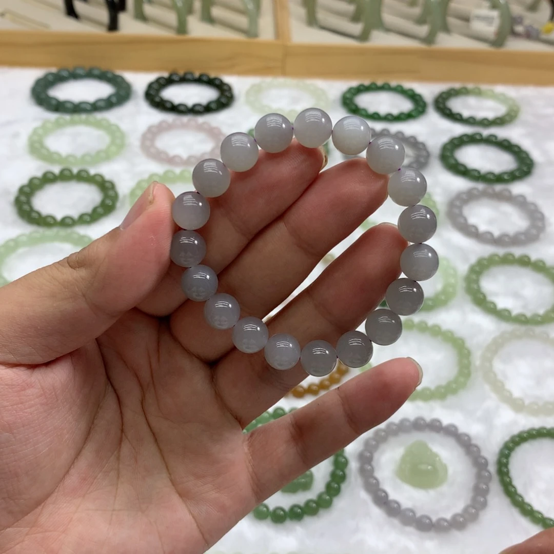 未镶嵌手串和田玉（烟紫9.8）
