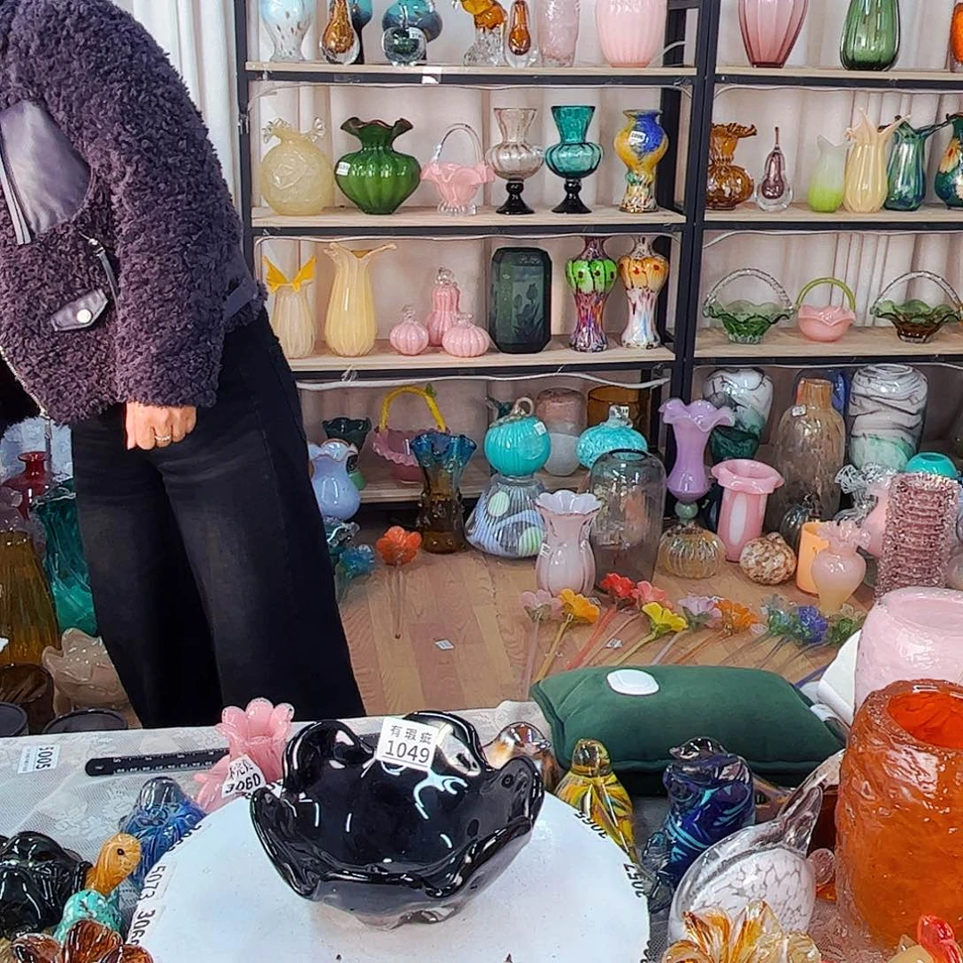 1049果盘家悦琉璃花器摆件小瑕