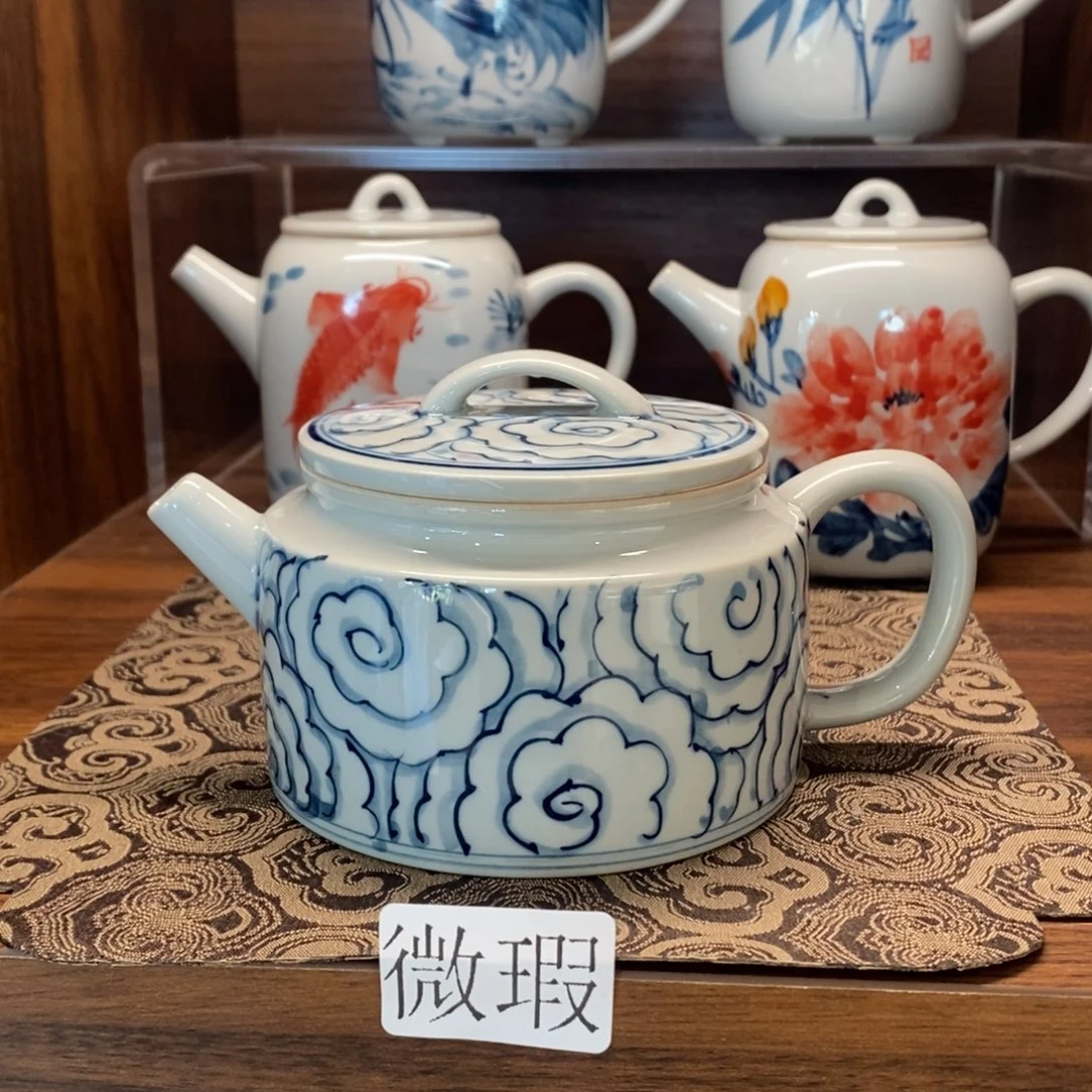 釉下彩老陶泥手工绘制