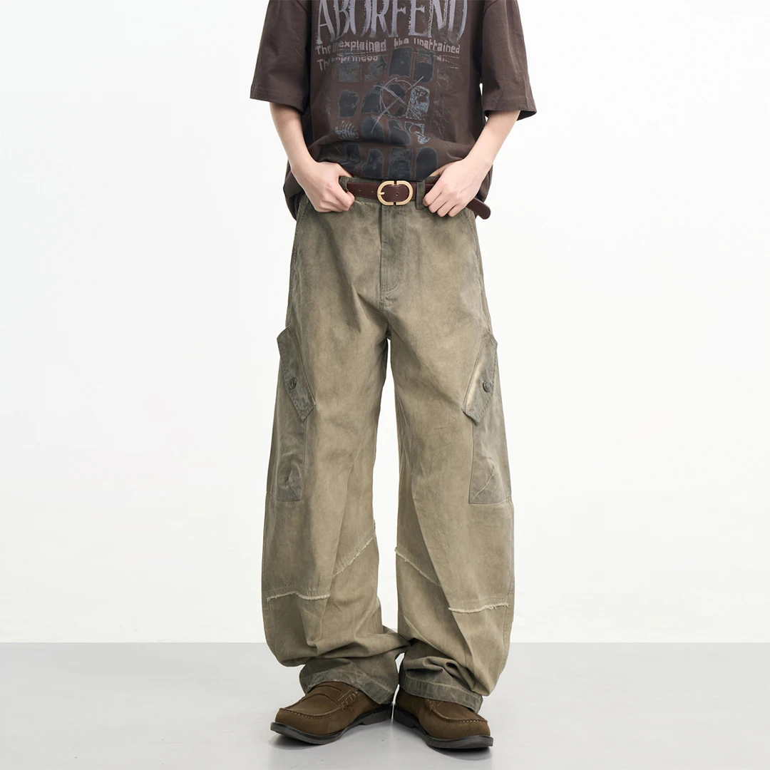 NOONOZ美式重工做旧工装裤男新款废土风潮牌宽松直筒复古百搭裤子