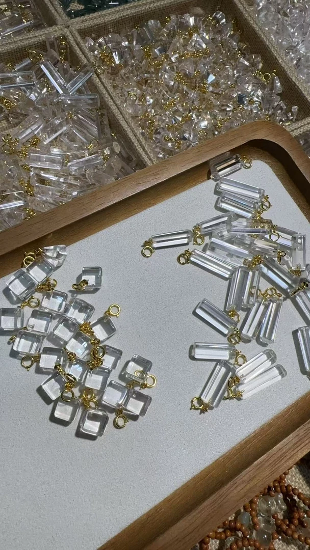 白水晶方糖+白水晶柱吊坠