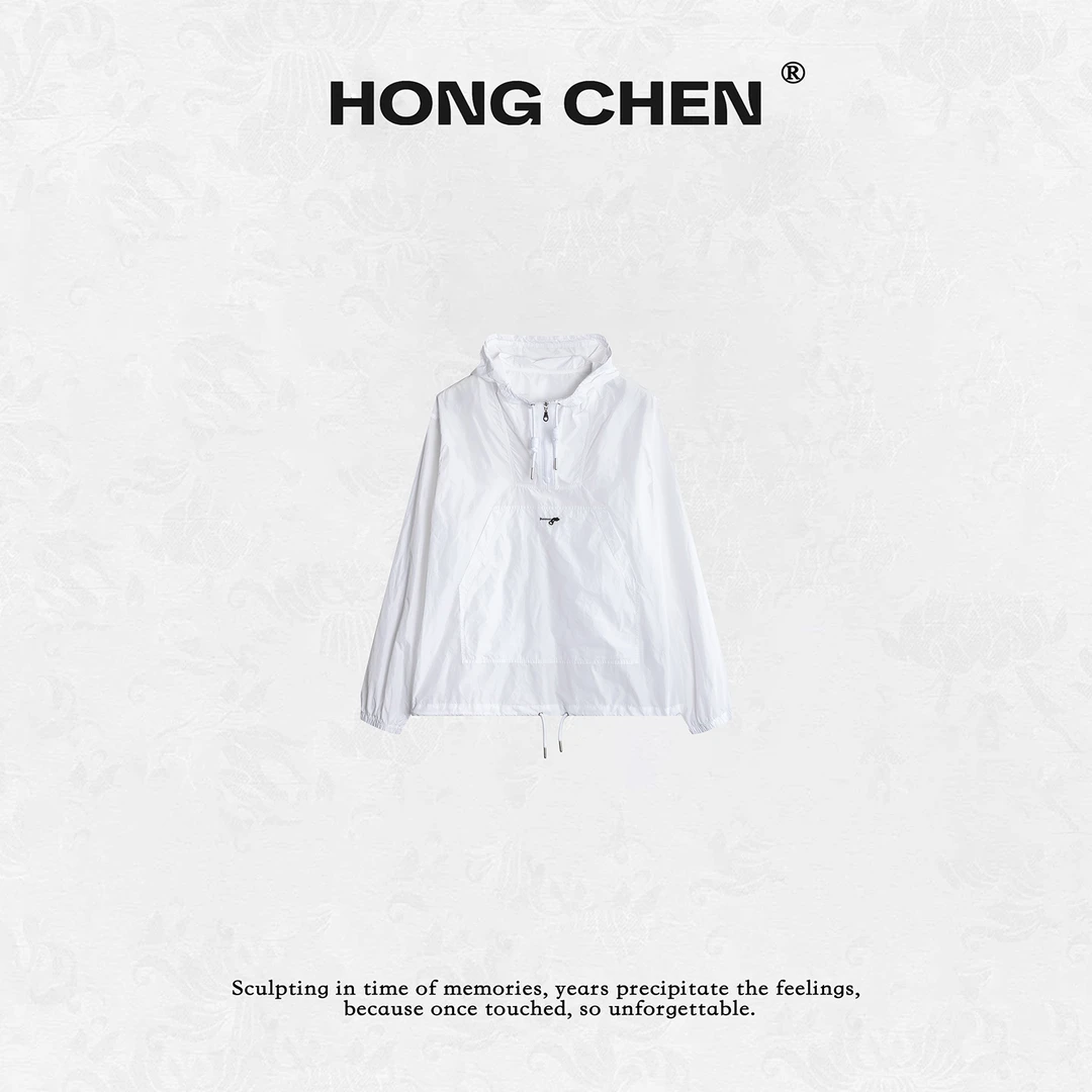 【虹辰】高端时尚精致刺绣小标优雅百搭高级感运动连帽上衣--HC2160