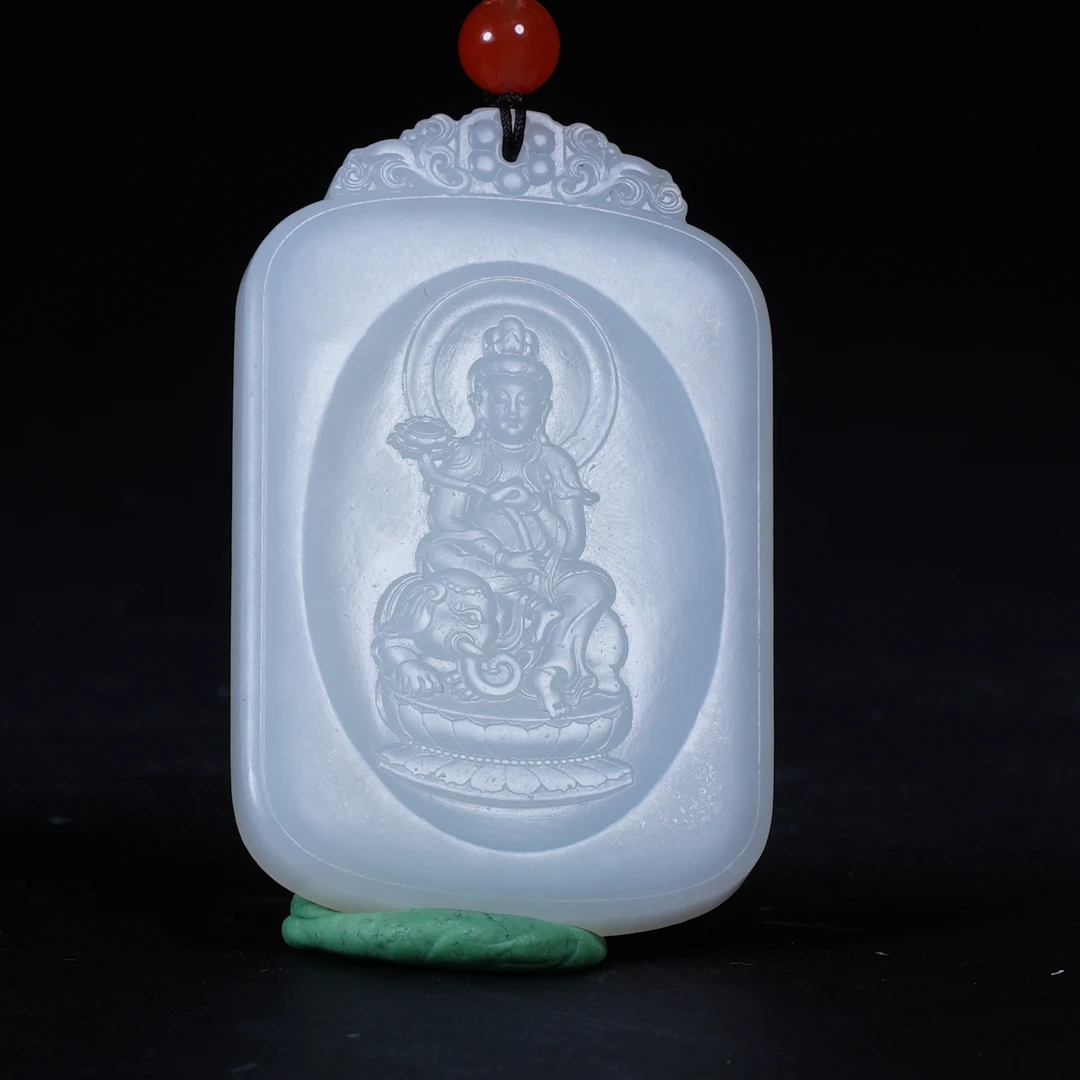 lot12精品和田玉羊脂普贤菩萨（龙、蛇)挂件/保利拍卖